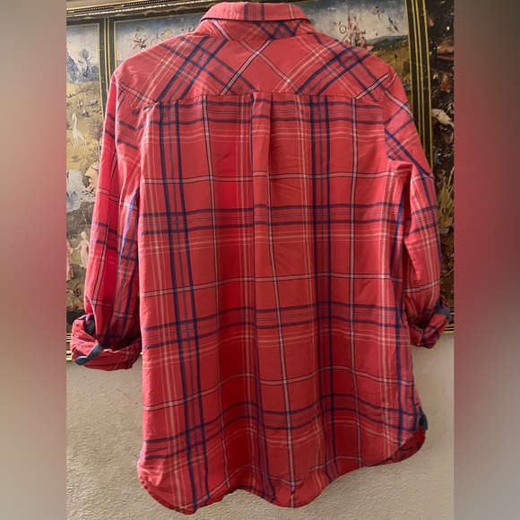 Tommy Hilfiger Red and Blue Plaid Button Down Shirt - Picture 3 of 4